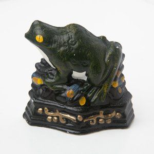 Small Hand Painted Cast Iron Frog Doorstop Shelf Garden Decor Home Accent Gift